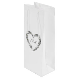 Sacola Para Vinho Sac cadeau vin mariage noir et blan coeur floral 