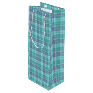 Sacola Para Vinho Saca Alta de Presente de Vinho Xadrez Azul e Roxo