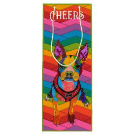 Sacola Para Vinho Saca de Presente de Boston Terrier Fofo e Colorido