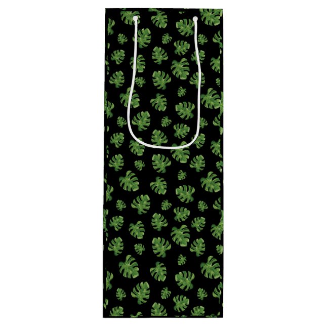 Sacola Para Vinho Saca de Presente de Vinho com Folha de Monstera (Frente)