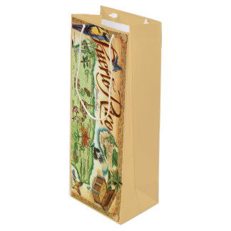 Sacola Para Vinho Saca de Vinho com Mapa Antigo de Porto Rico