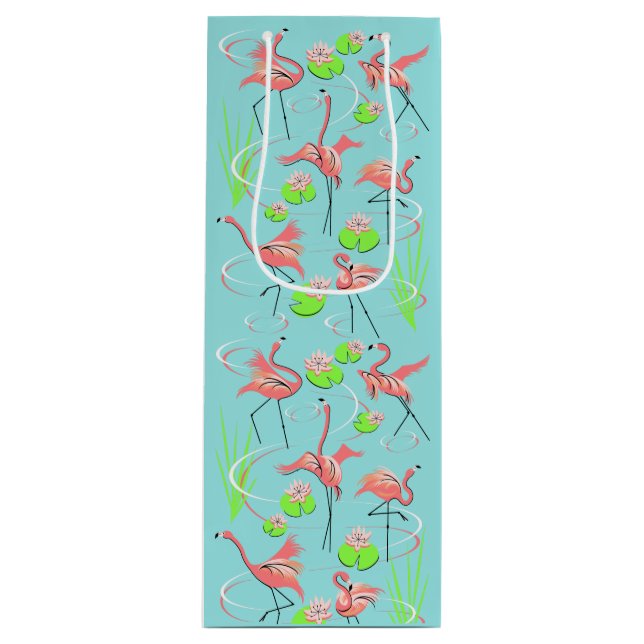 Sacola Para Vinho Saca-rolhas em forma de flamingo (Frente)
