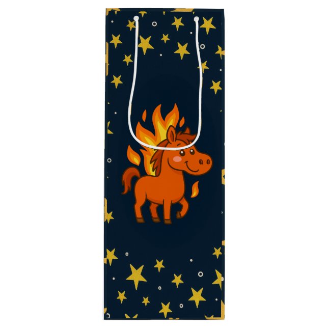 Sacola Para Vinho Saco de presente com cavalo vermelho (Frente)