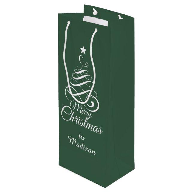 Sacola Para Vinho Saco de presente de árvore de Natal com nome perso (Verso inclinado)