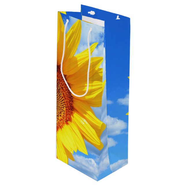 Sacola Para Vinho Saco de Presente de Girassol (Frente inclinada)