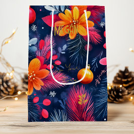 Sacola Para Vinho Saco de Presente de Natal com Ornamento Floral Ous