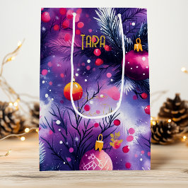 Sacola Para Vinho Saco de Presente de Natal com Ornamentos de Aquare