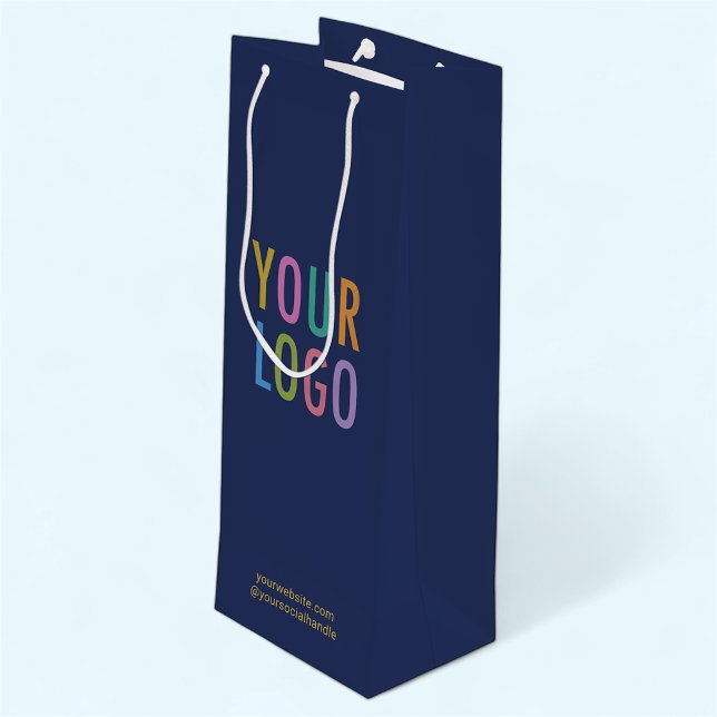 Sacola Para Vinho Saco de Presente de Vinho Azul Marinho com Logotip (MISOOK Navy Blue Wine Gift Bag with Logo)
