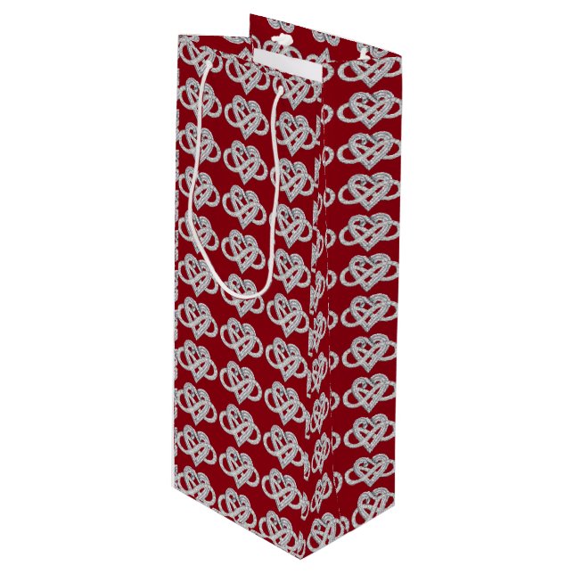 Sacola Para Vinho Saco de Presente de Vinho Coração Infinito (Frente inclinada)