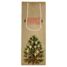 Saco de Presente de Vinho de Árvore de Natal Vinta