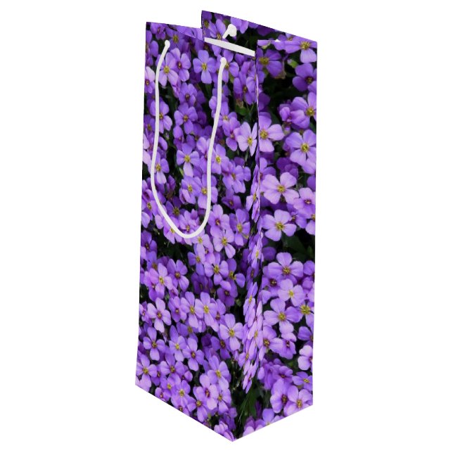 Sacola Para Vinho Saco de Presente de Vinho Flores Violeta (Verso inclinado)