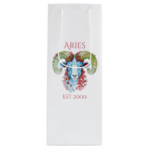 Saco de Presente Floral de Áries com Ano Personali