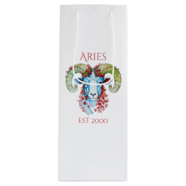 Sacola Para Vinho Saco de Presente Floral de Áries com Ano Personali