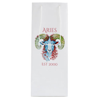 Sacola Para Vinho Saco de Presente Floral de Áries com Ano Personali
