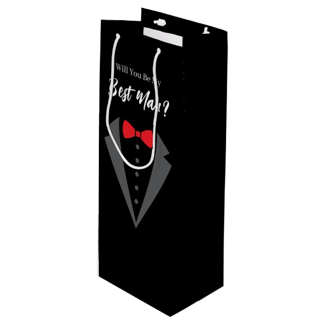 Sacola Para Vinho Saco de Presente para Padrinho de Casamento (Frente inclinada)