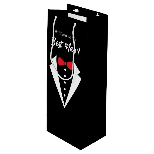 Sacola Para Vinho Saco de Presente para Padrinho de Casamento (Frente inclinada)