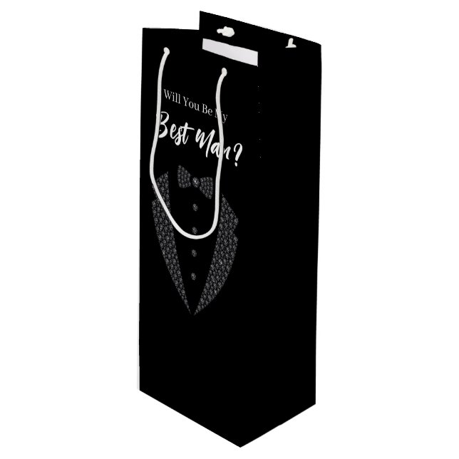 Sacola Para Vinho Saco de Presente para Padrinho de Casamento (Frente inclinada)