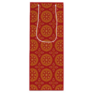 Sacola Para Vinho Saco do Presente Árabe Vermelho e Dourado