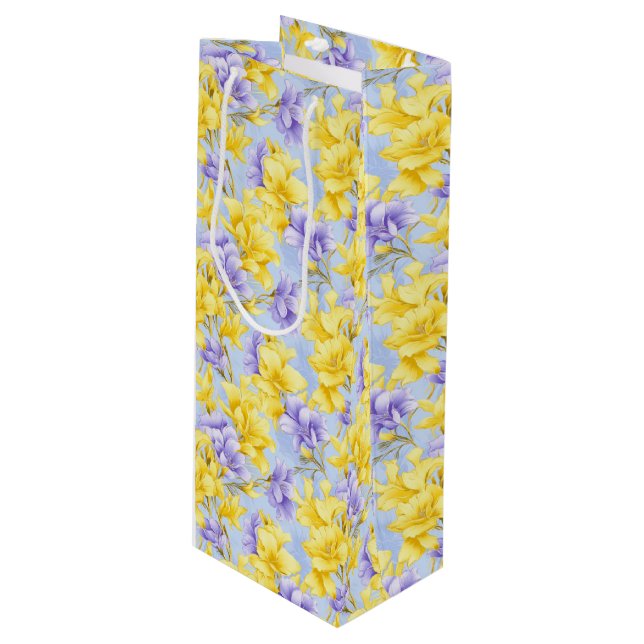 Sacola Para Vinho Saco do Presente de Impressão Floral (Frente inclinada)