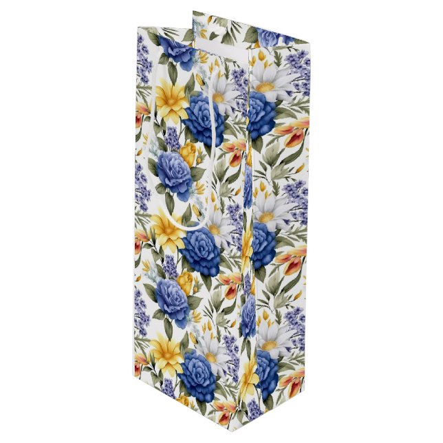 Sacola Para Vinho Saco do Presente de Impressão Floral (Frente inclinada)