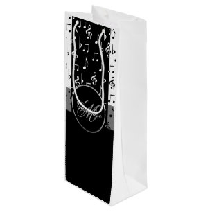 Sacola Para Vinho Saco musical preto & branco 3 do monograma das