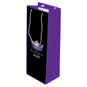 Sacola Para Vinho Saco-Natal roxo do presente da coroa PRPLE da