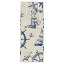 Sacola Para Vinho Sacos-Presente com Detalhes Marítimos (Âncora e Na