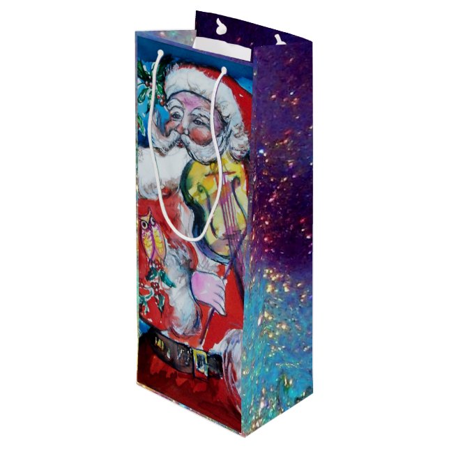 SACOLA PARA VINHO SANTA CLAUS COM VIOLINA (Verso inclinado)