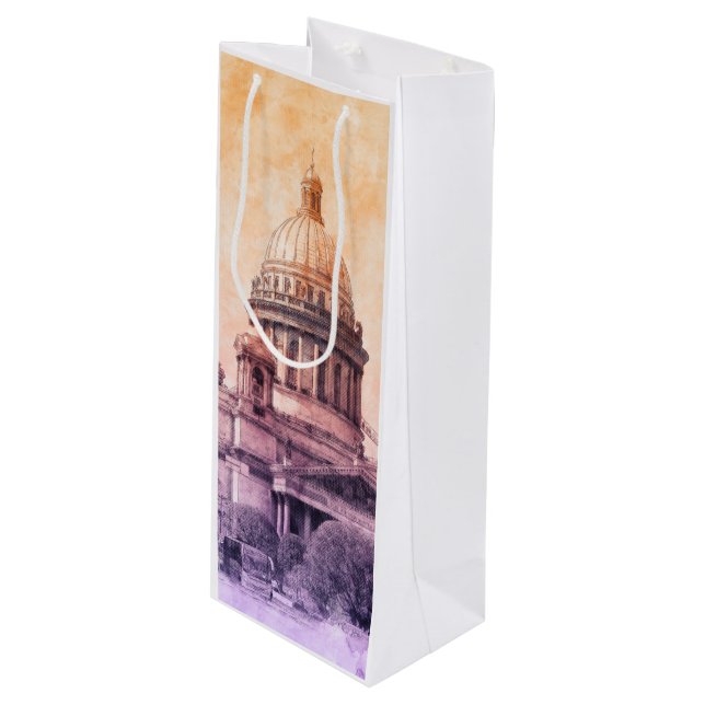 Sacola Para Vinho Santo Petersburg Rússia Wine Gift Bag - Elegante (Frente inclinada)