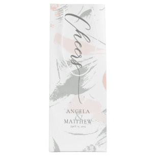 Sacola Para Vinho Saúde Obrigado Sage Blush Watercolor