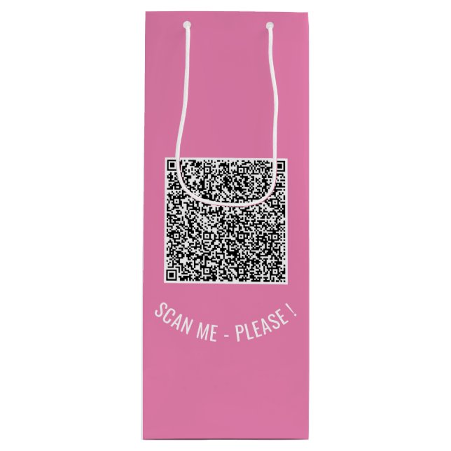 Sacola Para Vinho Seu código QR - Texto personalizado e a barra de p (Frente)