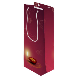 Sacola Para Vinho Shiny Happy Diwali Diya - Saco do presente de vinh