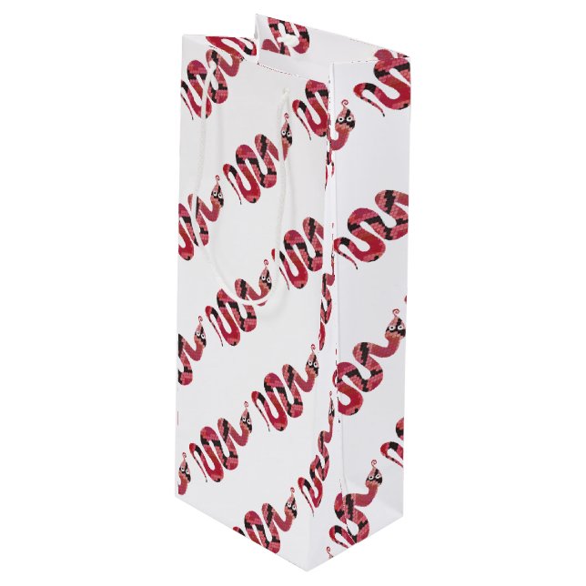 Sacola Para Vinho Silhuettes cobra preto e vermelho (Frente inclinada)