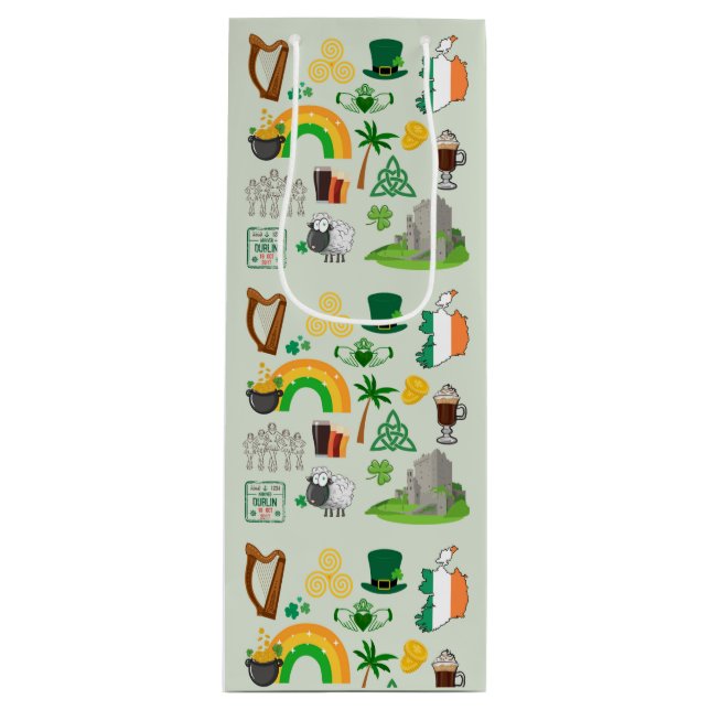 Sacola Para Vinho Símbolos da Irlanda (Frente)