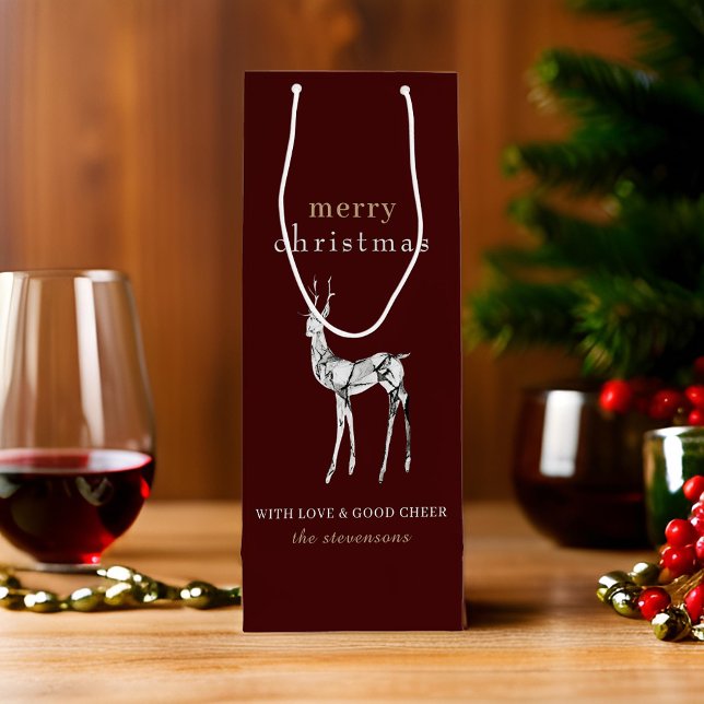 Sacola Para Vinho Simples Moderno Merry Christmas Crystal Reindeer (Criador carregado)