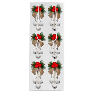 Sacola Para Vinho Sinos De Jingle E Papel De Molho De Holly