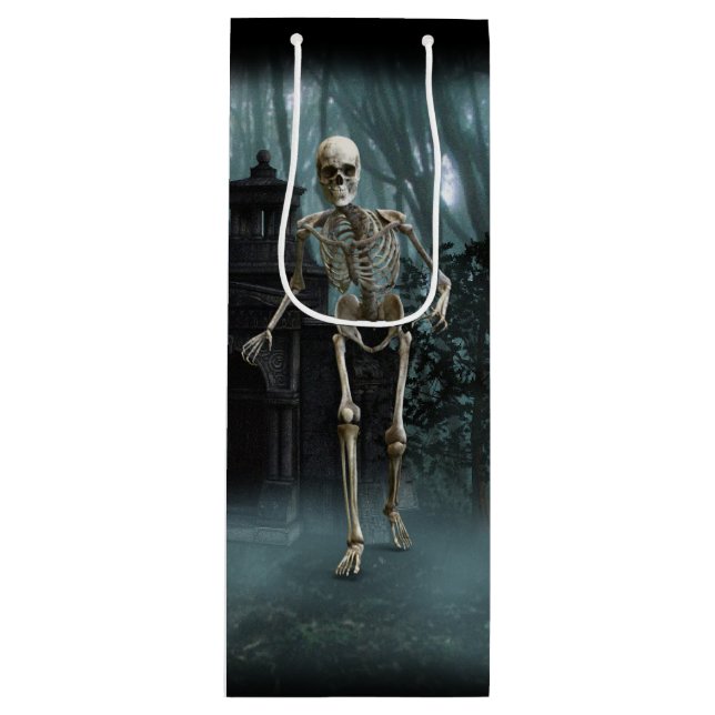 Sacola Para Vinho Skeletons Assombrados Saco de Presente (Frente)