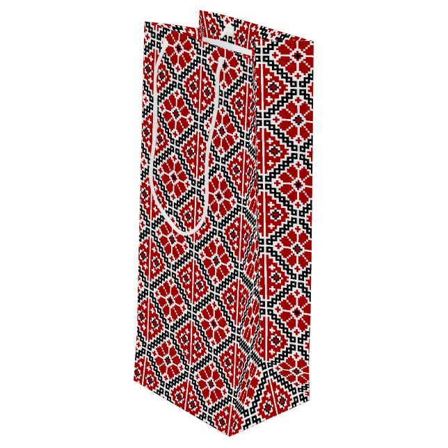 Sacola Para Vinho Slavic Ethnic Embroidery, Balkan Traditional (Verso inclinado)