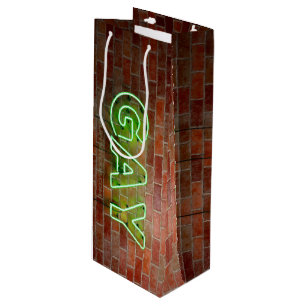 Sacola Para Vinho SlipperyJoe sinal gay neon iluminado brilhante vív