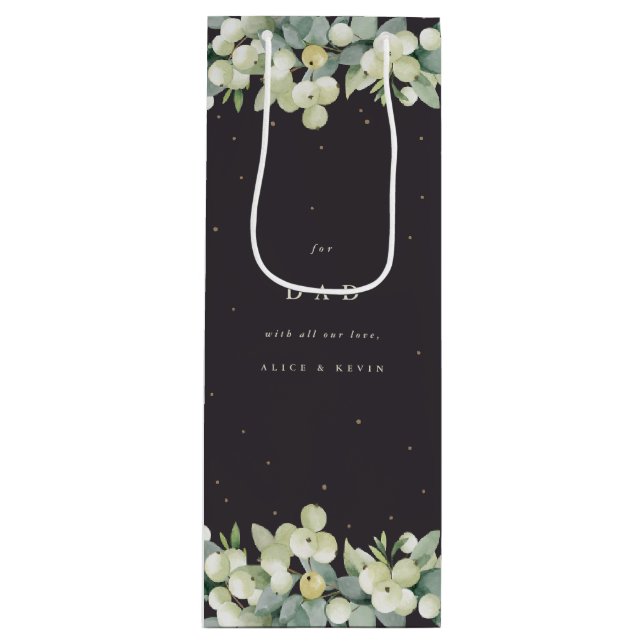 Sacola Para Vinho Snowberry personalizada+Eucalyptus Natal (Frente)