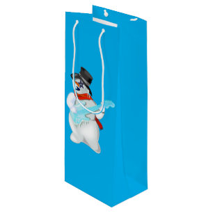 Sacola Para Vinho Snowman Rock Gift Bag - Suas Cores