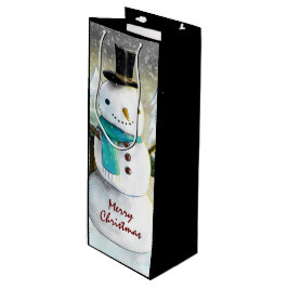 Sacola Para Vinho Snowman Whimsical no Desenho de Natal