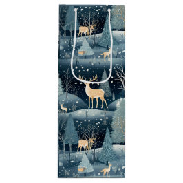 Sacola Para Vinho Snowy Night Deer Field