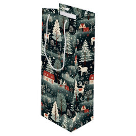 Sacola Para Vinho Snowy Winter Farmhouse 