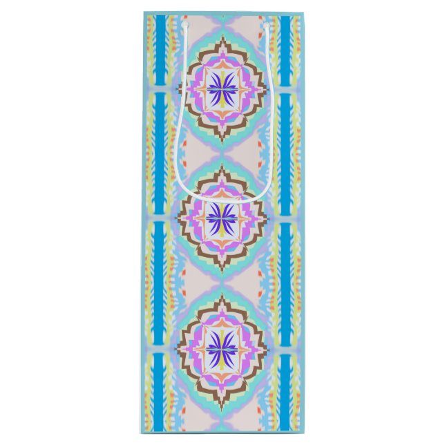 Sacola Para Vinho Sonho Pastel Boho Geométrico Caleidoscópio (Frente)