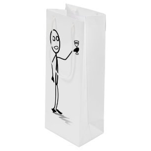 Sacola Para Vinho Stickman "olhar o que eu posso fazer" o saco do