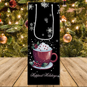 Sacola Para Vinho Taça de Natal de Chocolate Quente