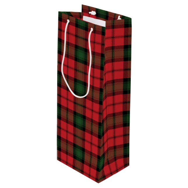 Sacola Para Vinho Tartan Christmas Clan Kerr Red Checkered Xadrez (Frente inclinada)