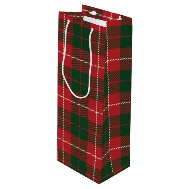 Sacola Para Vinho Tartan Christmas Clan MacKinnon Green Xadrez (Frente inclinada)
