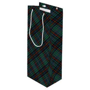 Sacola Para Vinho Tartan em azul, laranja, verde...